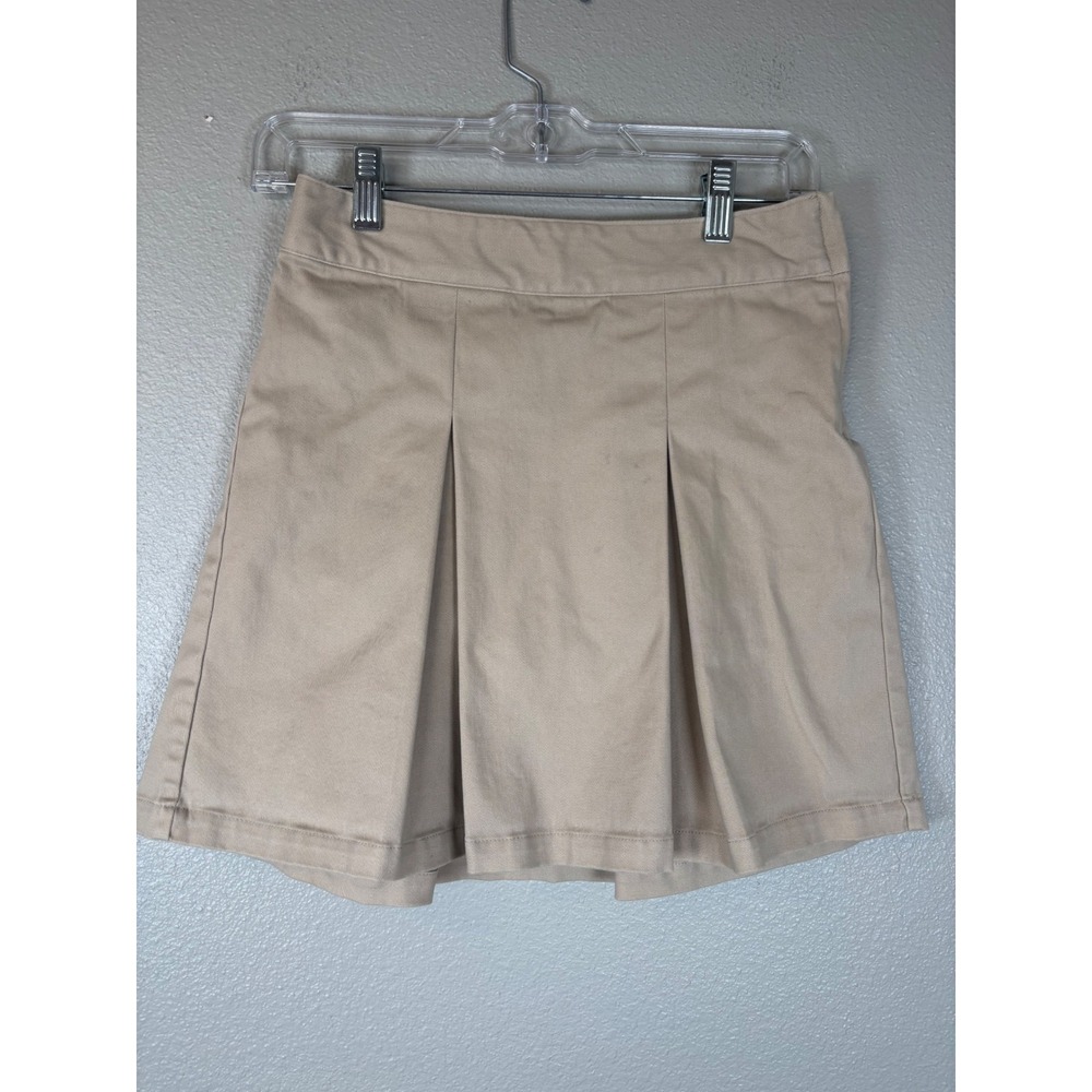 Cat & Jack Girls Khaki Pleated School Uniform Skort Size 10 Scooter Skirt